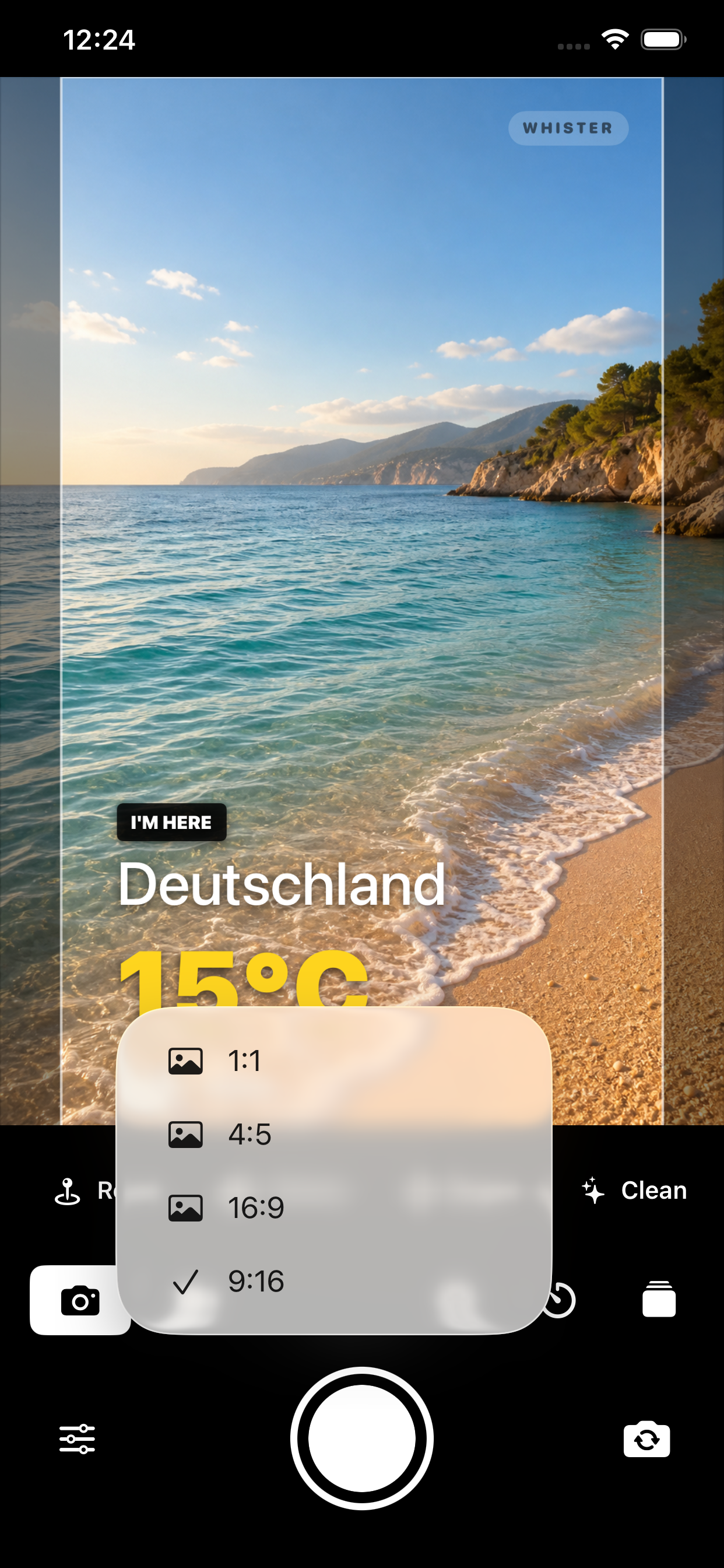Auswahl der Fotoformate in Whister